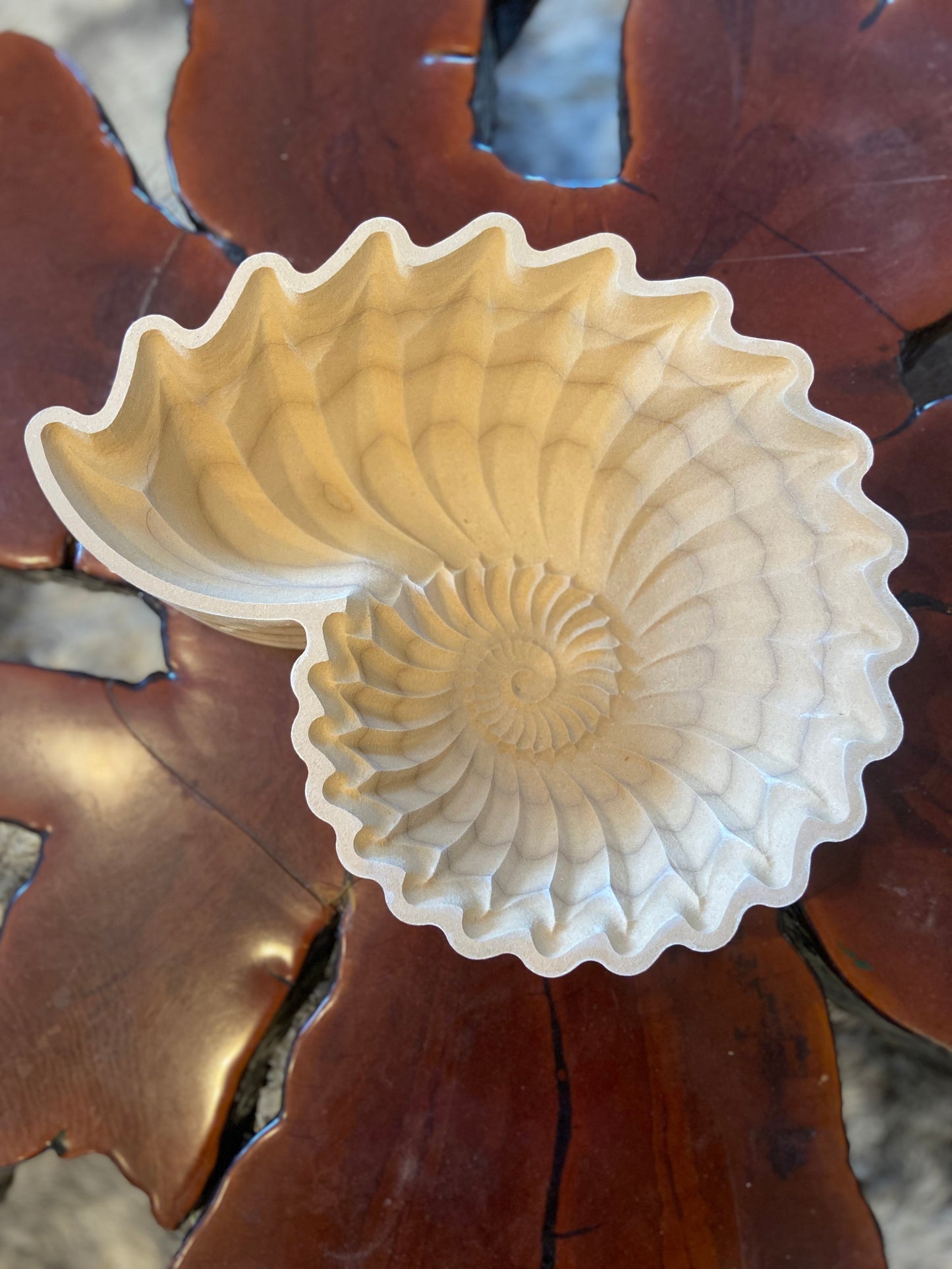 Outside Texture Under the SeaShell Carved Shape Bowl (original) Slump Mold - Texture will be on the outside of the bowl