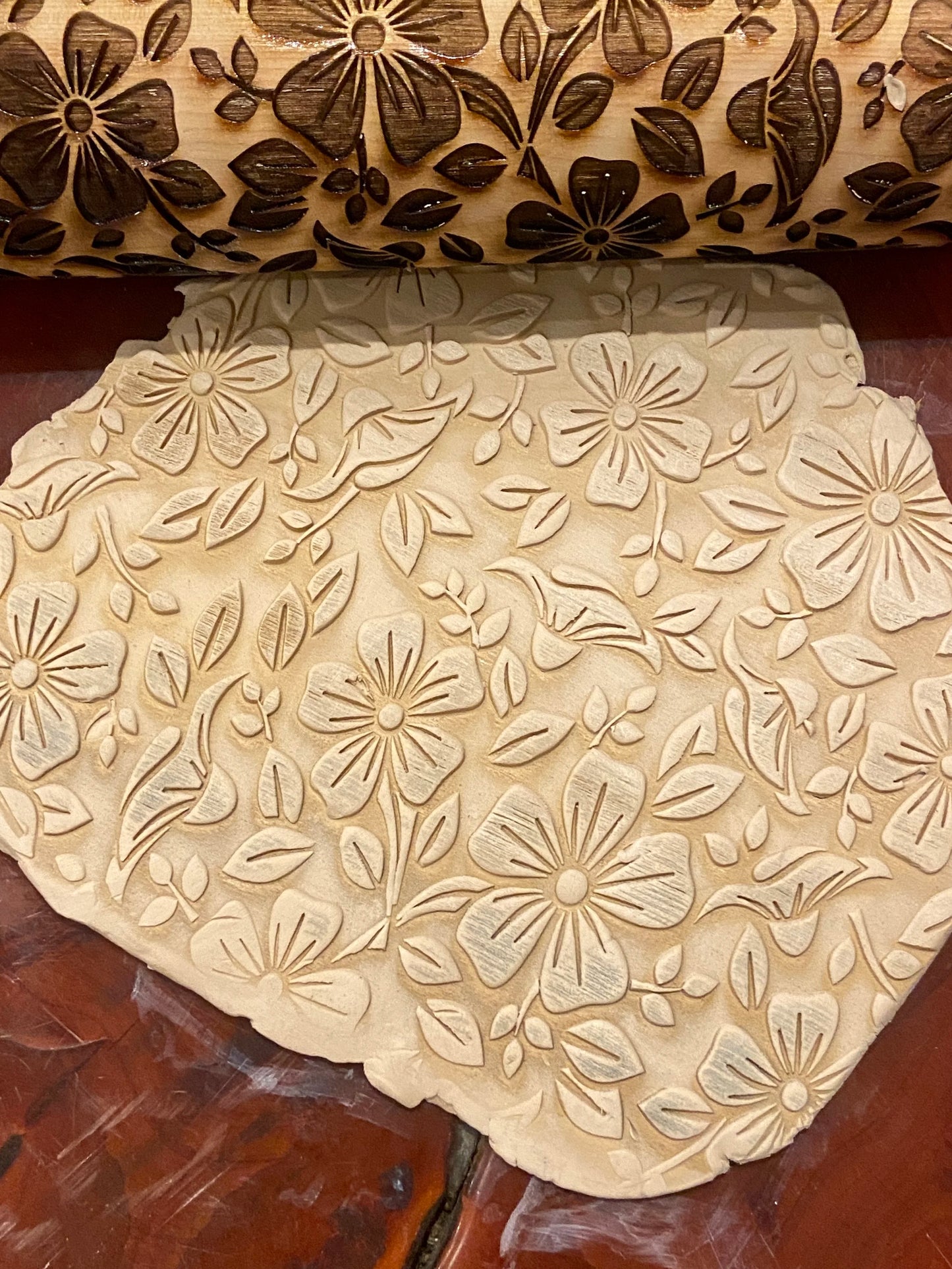 Falling Flowers Textured Rolling Pin