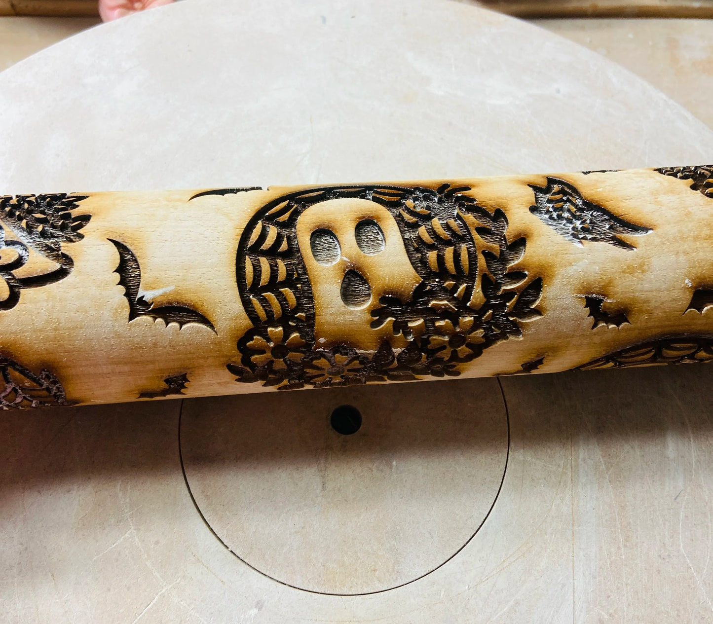 Spidery Ghosts n Bats Rolling Pin 12 inch