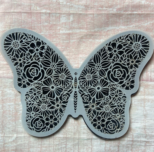 Floral Butterfly Stencil with Template