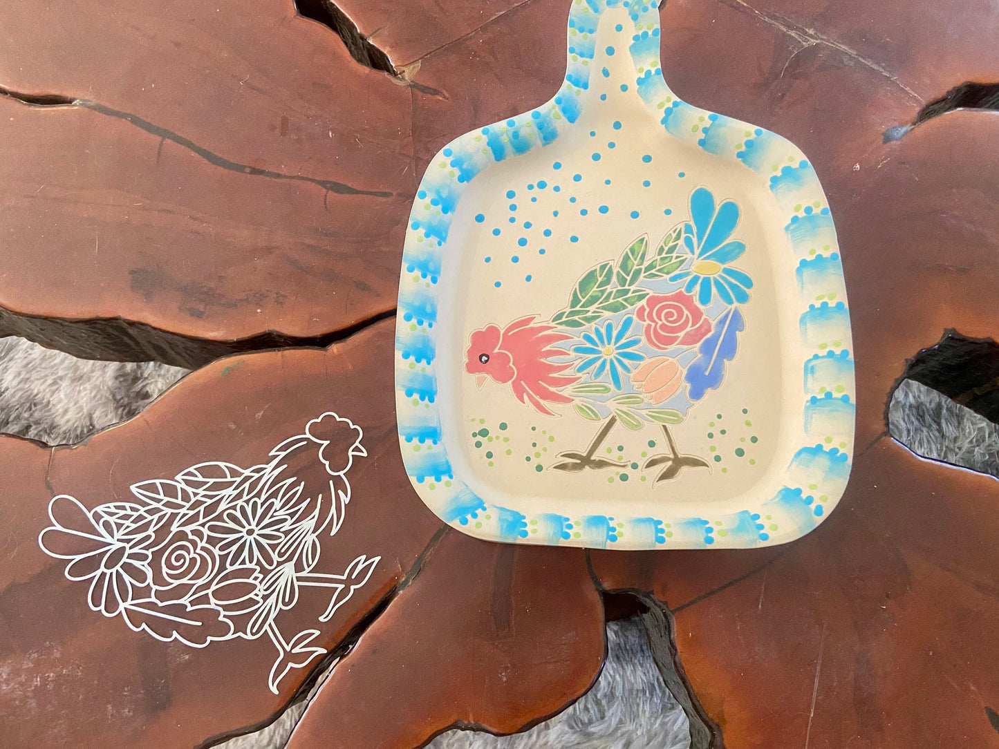 Floral Rooster Stencil