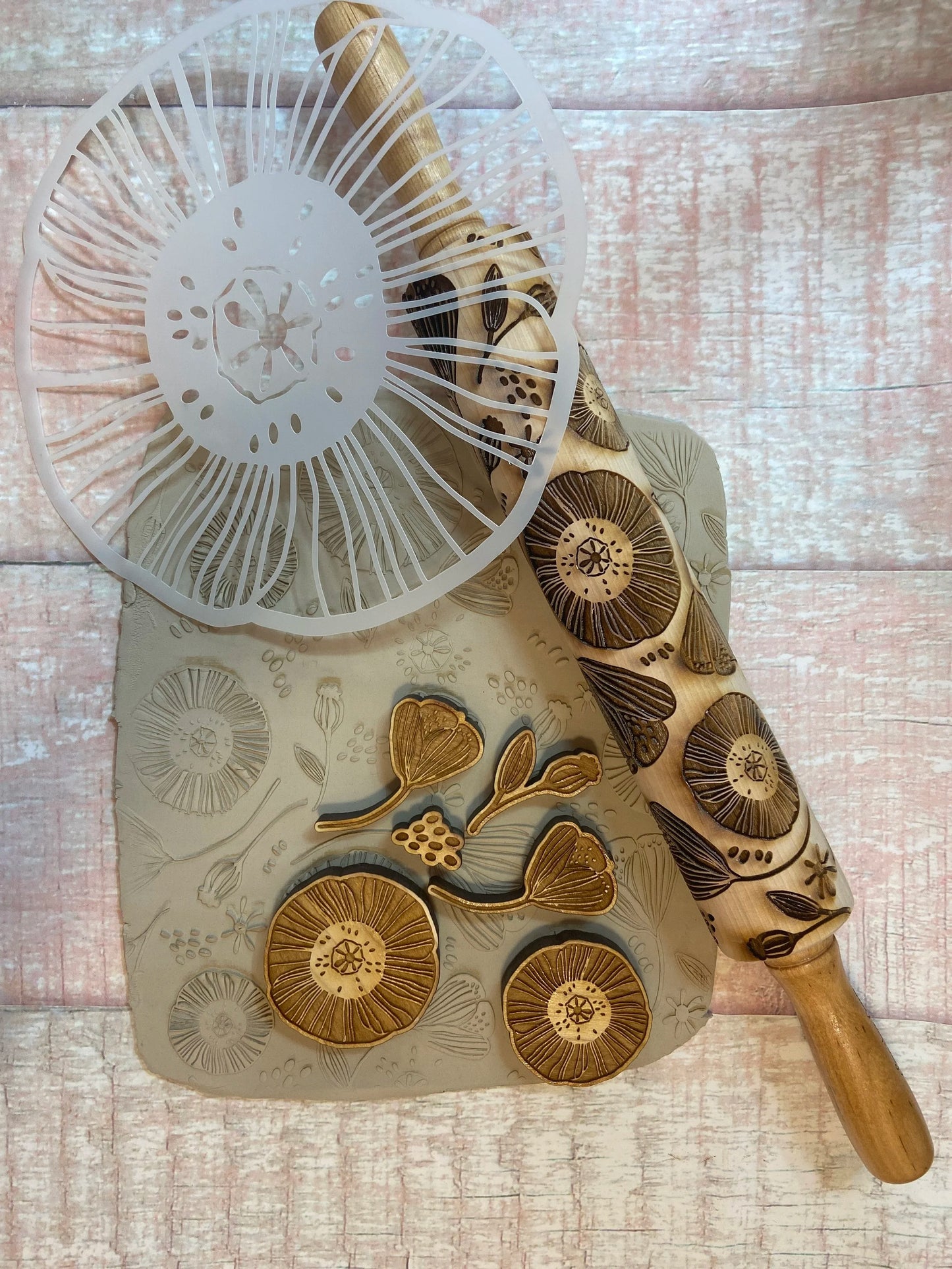 Wildflowers Rolling Pin ( Available in both 12 inch and 7 inch sizes)