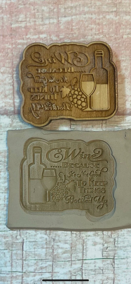 Wine Because 3 inch Stamp