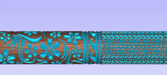 Triple Texture Montana Leather 3 D Carved Textured Rolling Pin 12 inch